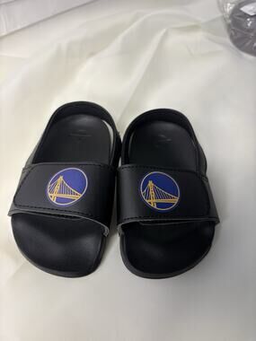 Golden State Warriors Kids Baby Sandals Slip On Strap On Black Size 9T - NWOT
